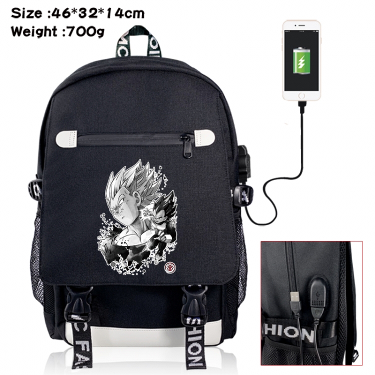 DRAGON BALL canvas USB backpack cartoon print student backpack 46X32X14CM 700g 