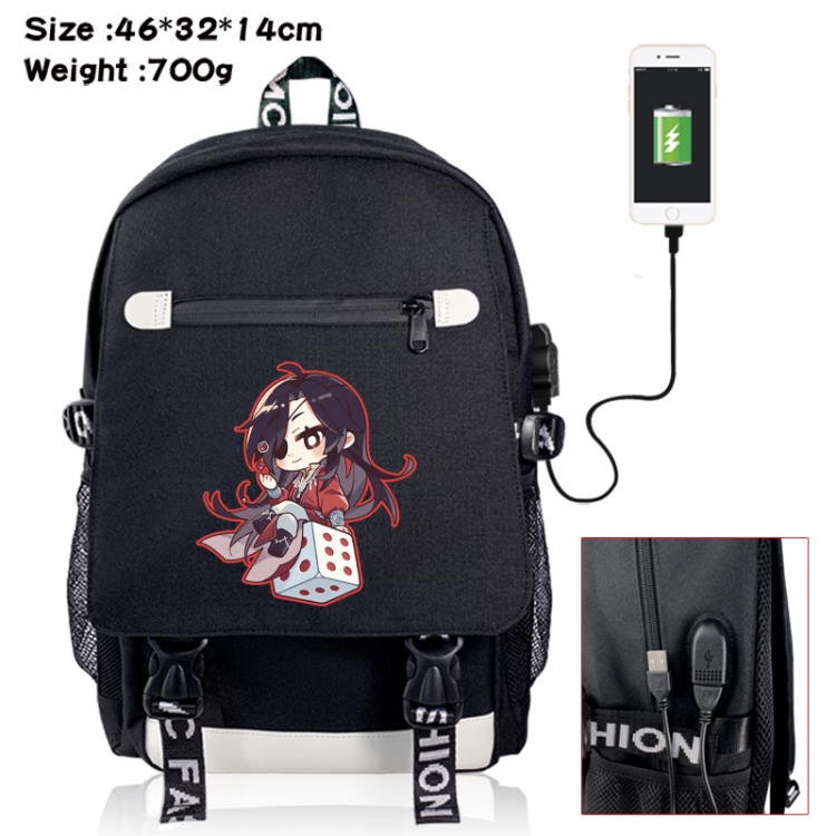 Heaven Official's Blessing canvas USB backpack cartoon print student backpack 46X32X14CM 700g