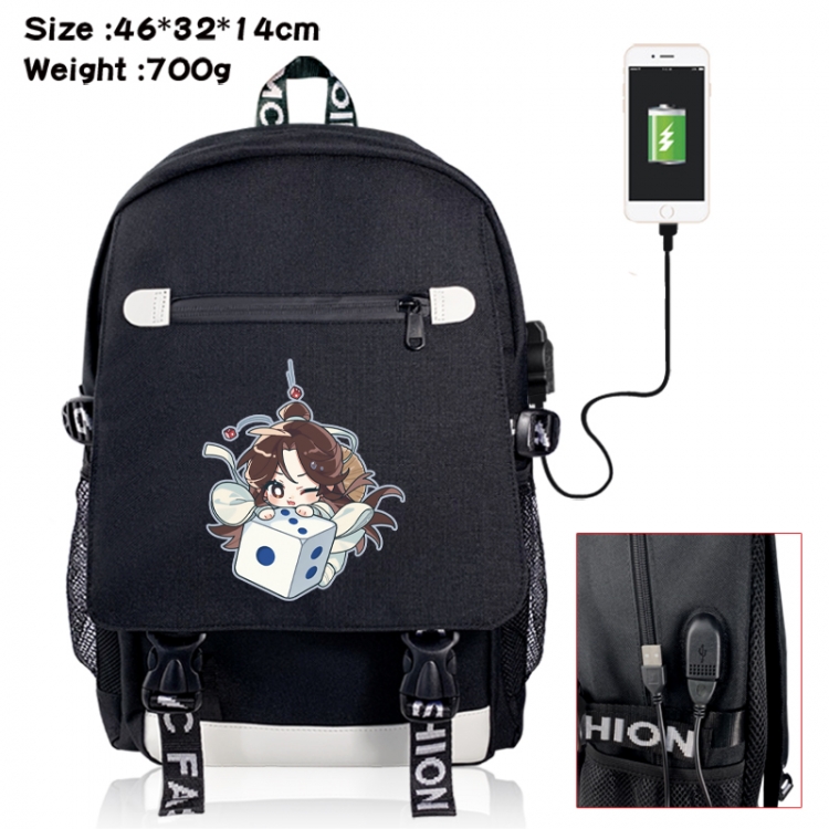 Heaven Official's Blessing canvas USB backpack cartoon print student backpack 46X32X14CM 700g