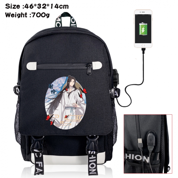 Heaven Official's Blessing canvas USB backpack cartoon print student backpack 46X32X14CM 700g