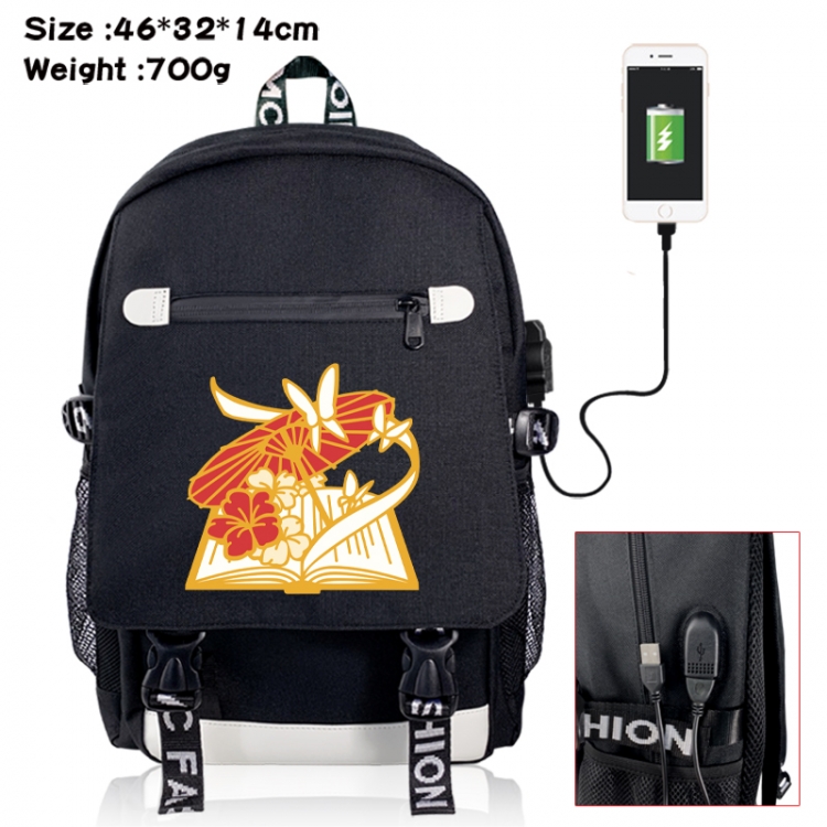 Heaven Official's Blessing canvas USB backpack cartoon print student backpack 46X32X14CM 700g