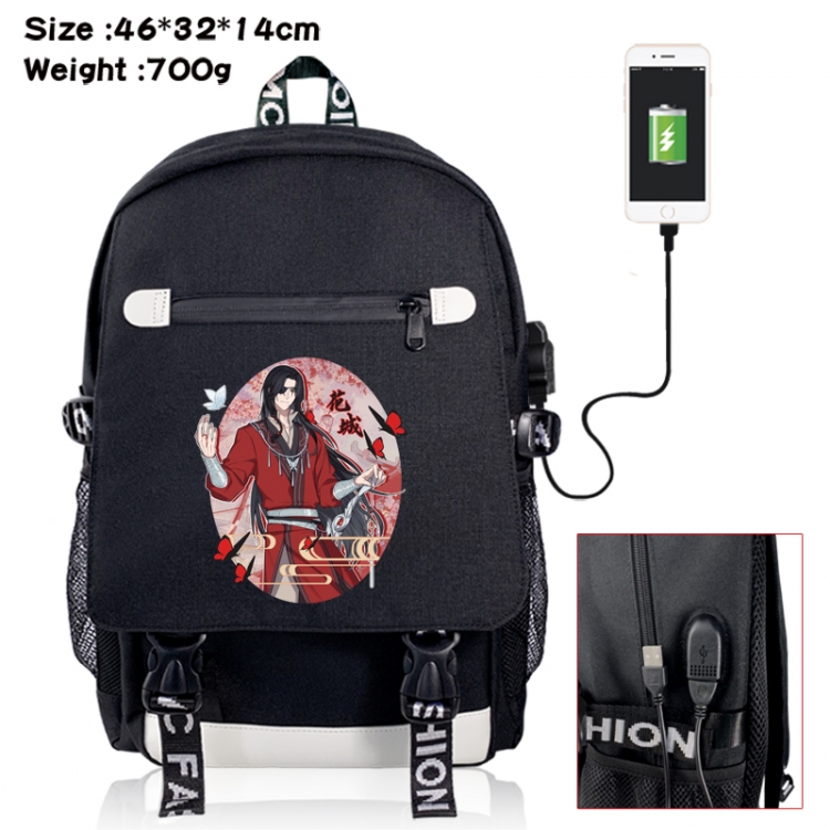 Heaven Official's Blessing  canvas USB backpack cartoon print student backpack 46X32X14CM 700g