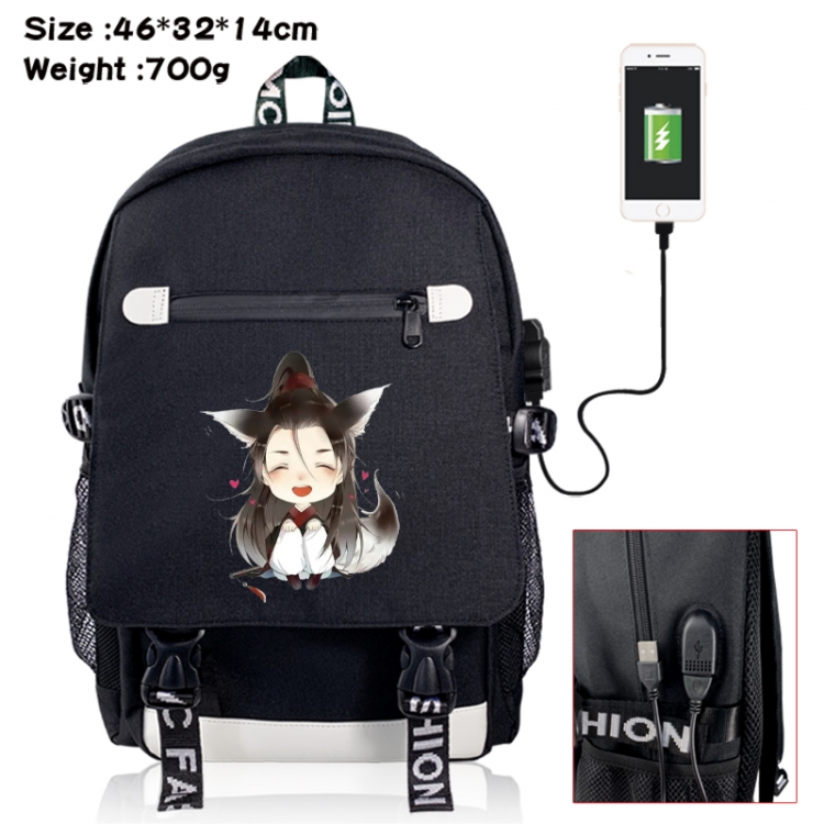 Heaven Official's Blessing  canvas USB backpack cartoon print student backpack 46X32X14CM 700g