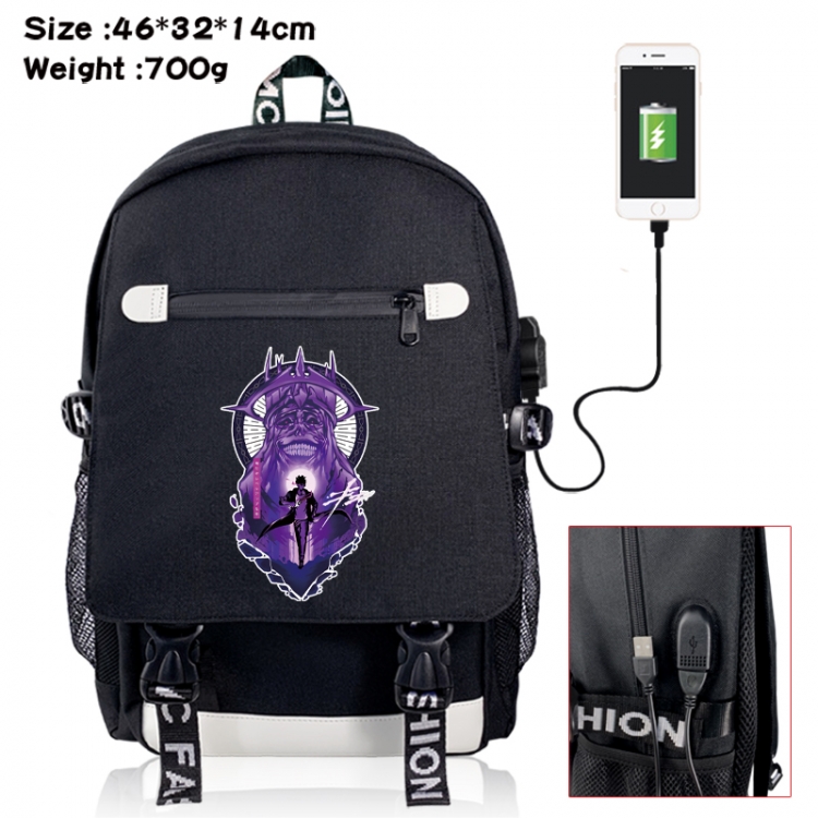 Solo Leveling:Arise  canvas USB backpack cartoon print student backpack 46X32X14CM 700g 