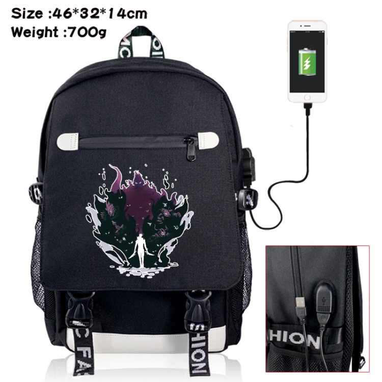 Solo Leveling:Arise  canvas USB backpack cartoon print student backpack 46X32X14CM 700g 