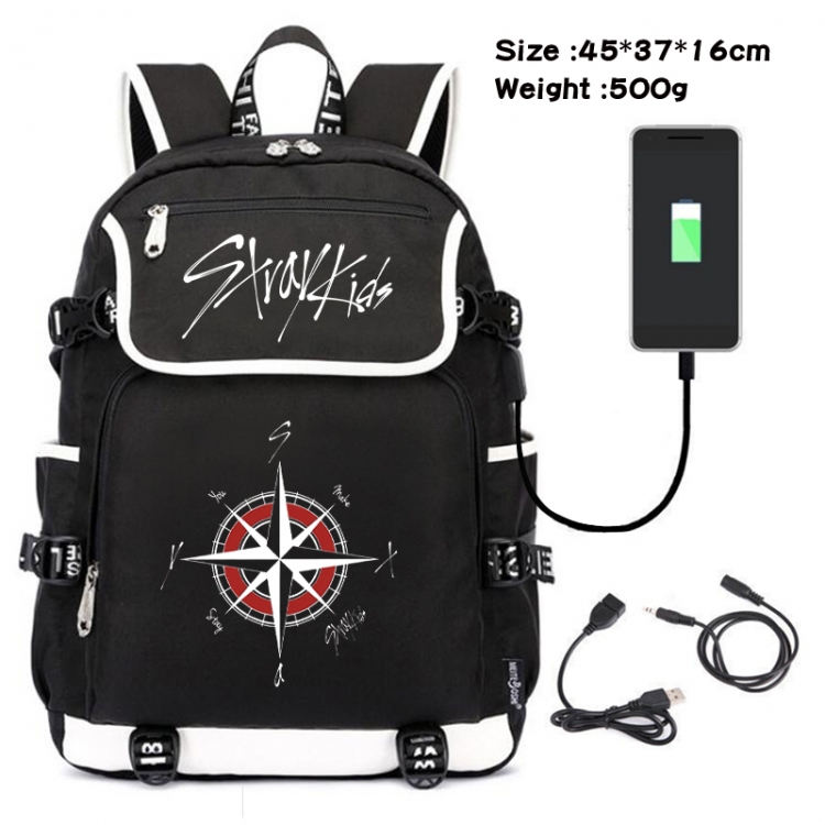 straykids Anime Flip Data Cable USB Backpack School Bag 45X37X16CM