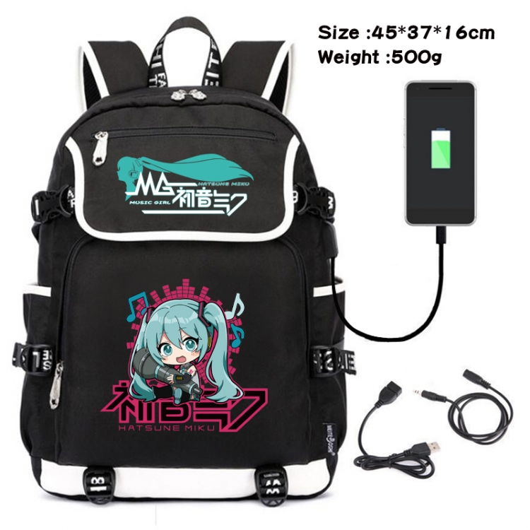 Hatsune Miku Anime Flip Data Cable USB Backpack School Bag 45X37X16CM