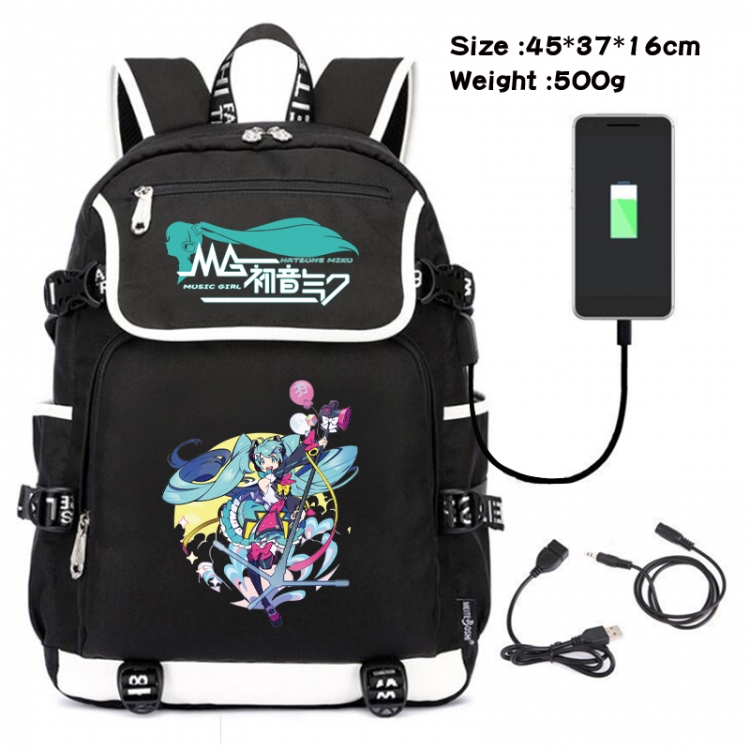 Hatsune Miku Anime Flip Data Cable USB Backpack School Bag 45X37X16CM