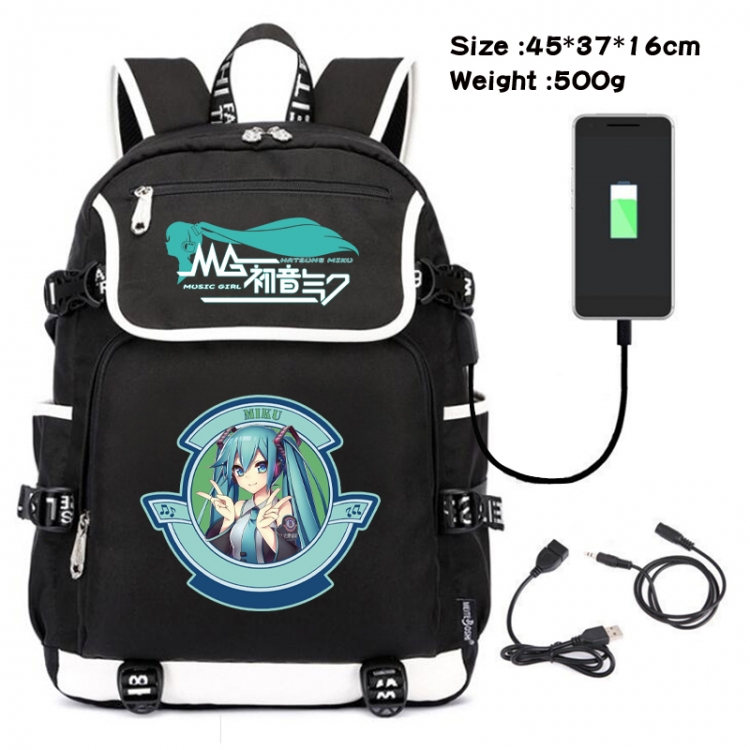 Hatsune Miku Anime Flip Data Cable USB Backpack School Bag 45X37X16CM