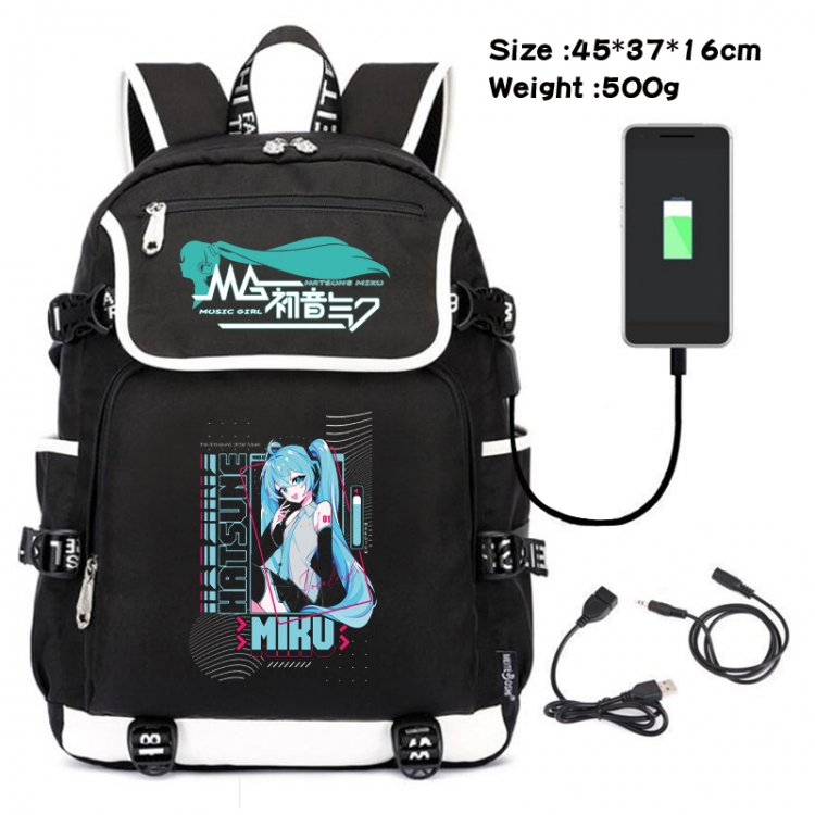 Hatsune Miku Anime Flip Data Cable USB Backpack School Bag 45X37X16CM