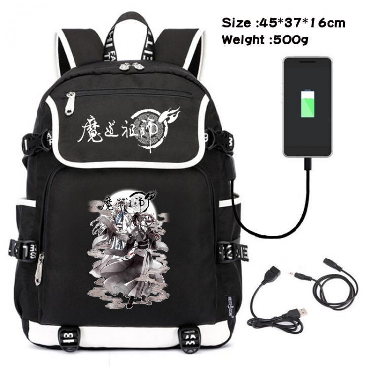 The wizard of the de Anime Flip Data Cable USB Backpack School Bag 45X37X16CM