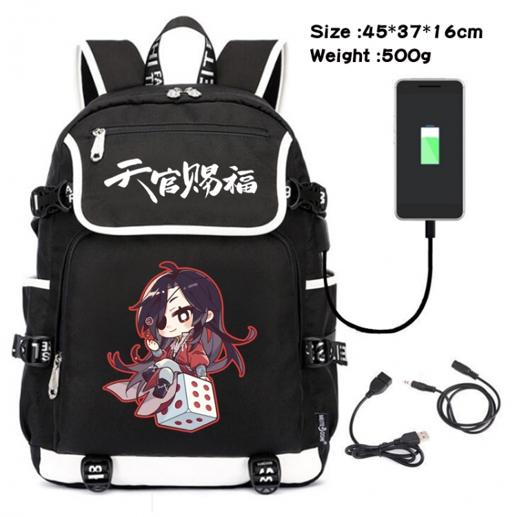 Heaven Official's Blessing Anime Flip Data Cable USB Backpack School Bag 45X37X16CM