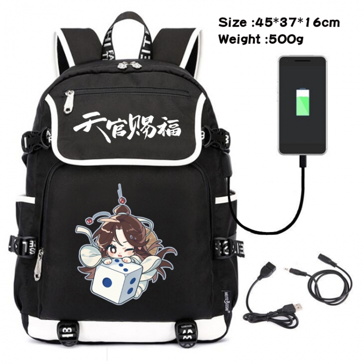 Heaven Official's Blessing Anime Flip Data Cable USB Backpack School Bag 45X37X16CM