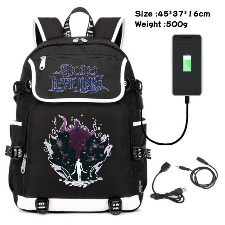 Solo Leveling:Arise  Anime Flip Data Cable USB Backpack School Bag 45X37X16CM