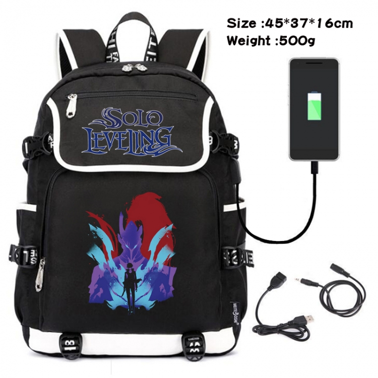 Solo Leveling:Arise  Anime Flip Data Cable USB Backpack School Bag 45X37X16CM