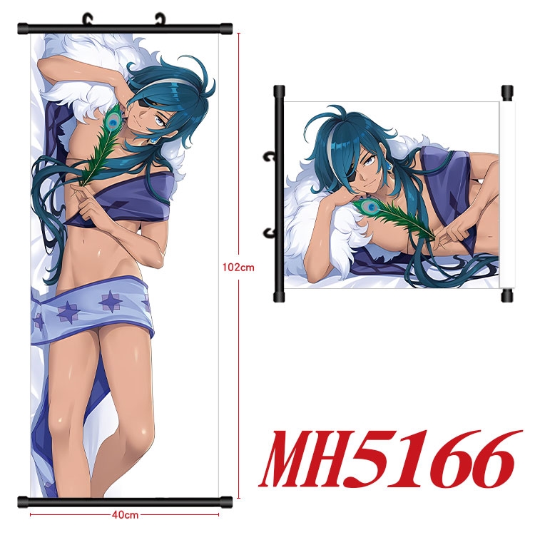 Genshin Impact Anime black Plastic rod Cloth painting Wall Scroll 40X102CM 