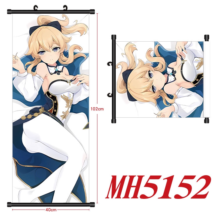 Genshin Impact Anime black Plastic rod Cloth painting Wall Scroll 40X102CM 