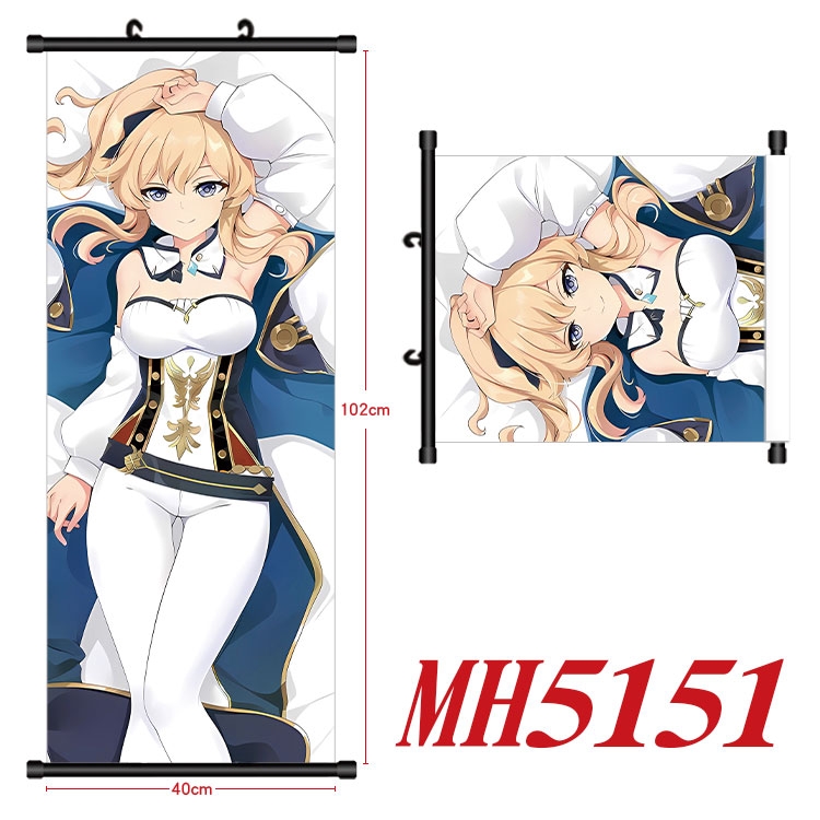 Genshin Impact Anime black Plastic rod Cloth painting Wall Scroll 40X102CM 