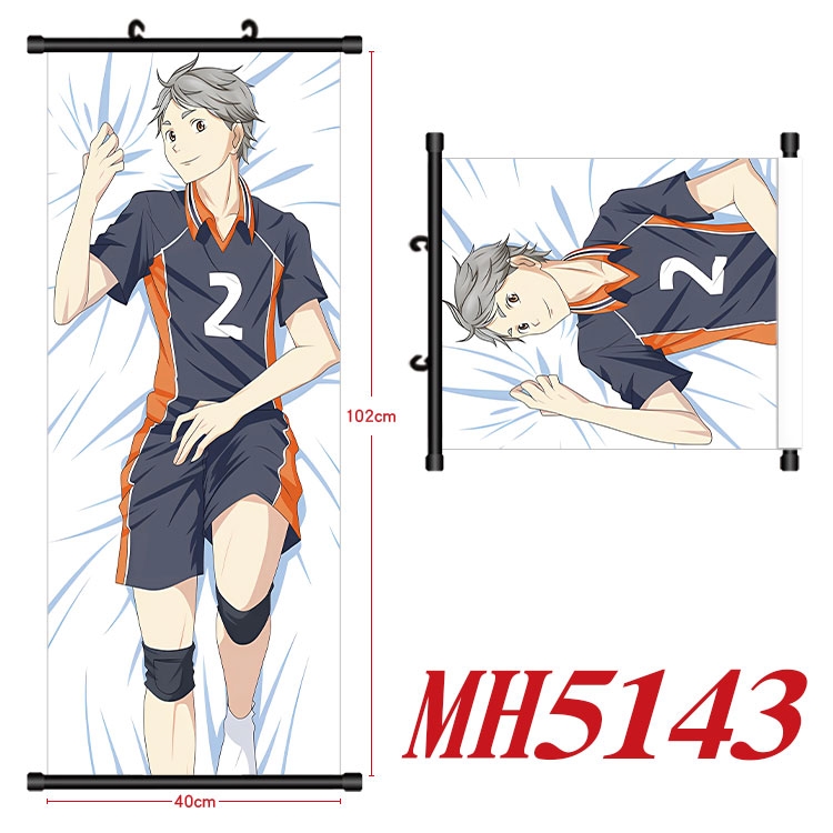 Haikyuu!! Anime black Plastic rod Cloth painting Wall Scroll 40X102CM  MH5143