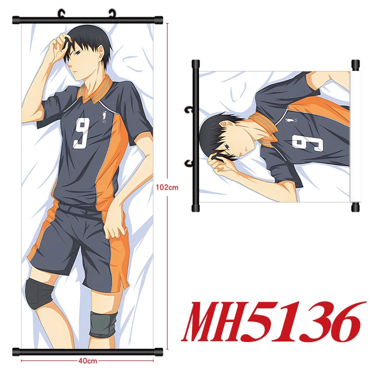 Haikyuu!! Anime black Plastic rod Cloth painting Wall Scroll 40X102CM   MH5136