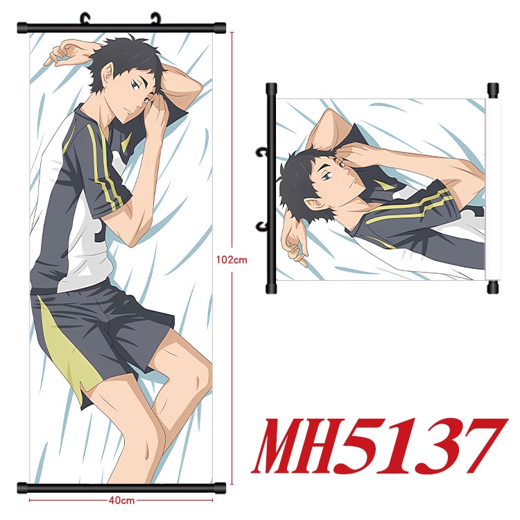 Haikyuu!! Anime black Plastic rod Cloth painting Wall Scroll 40X102CM MH5137