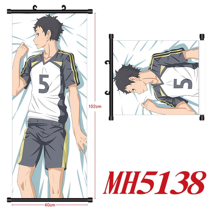 Haikyuu!! Anime black Plastic rod Cloth painting Wall Scroll 40X102CM   MH5138