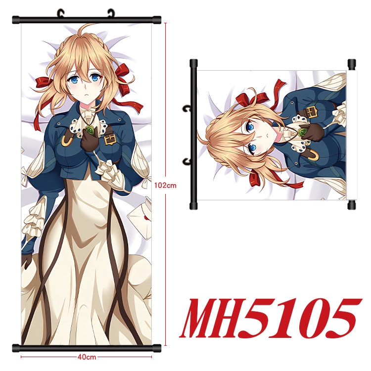 Violet Evergarden Anime black Plastic rod Cloth painting Wall Scroll 40X102CM