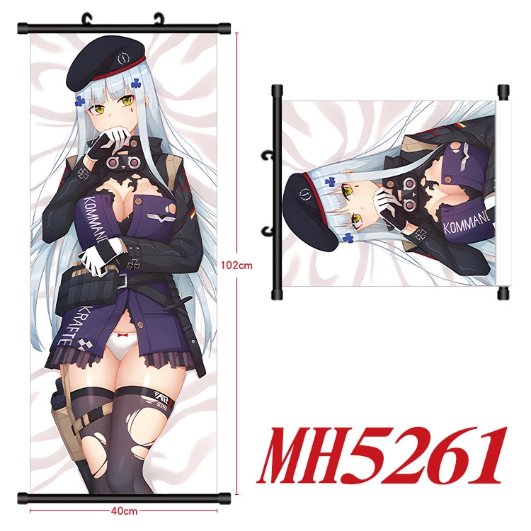 Girls Frontline Anime black Plastic rod Cloth painting Wall Scroll 40X102CM