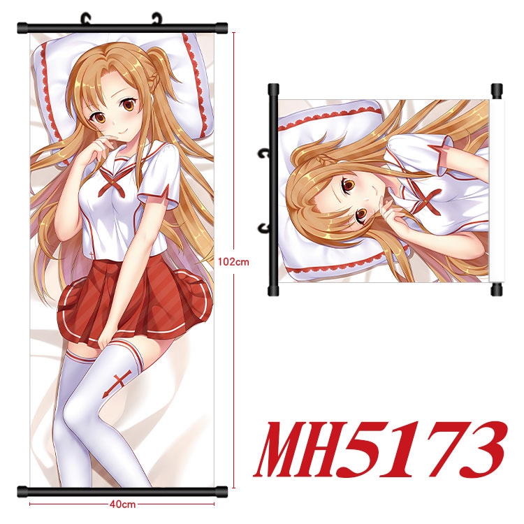 Sword Art Online Anime black Plastic rod Cloth painting Wall Scroll 40X102CM