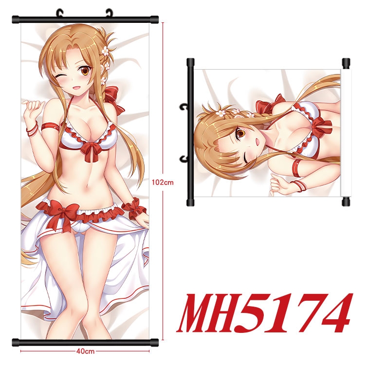 Sword Art Online Anime black Plastic rod Cloth painting Wall Scroll 40X102CM