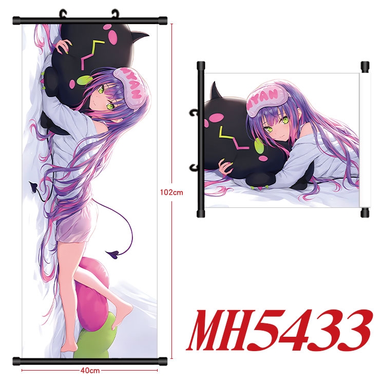 Hololive Anime black Plastic rod Cloth painting Wall Scroll 40X102CM 