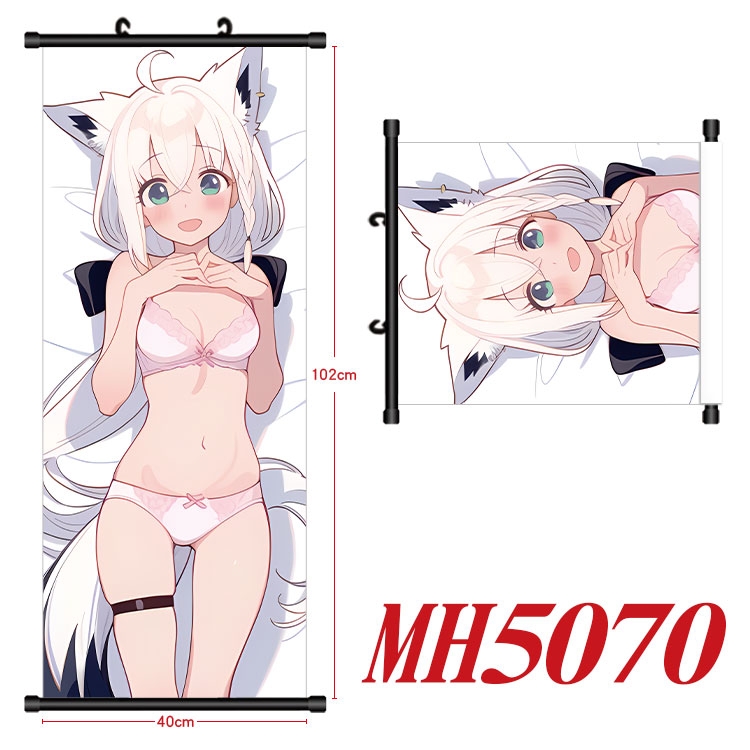 Hololive Anime black Plastic rod Cloth painting Wall Scroll 40X102CM 