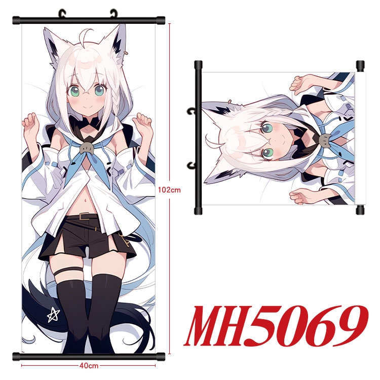 Hololive Anime black Plastic rod Cloth painting Wall Scroll 40X102CM 