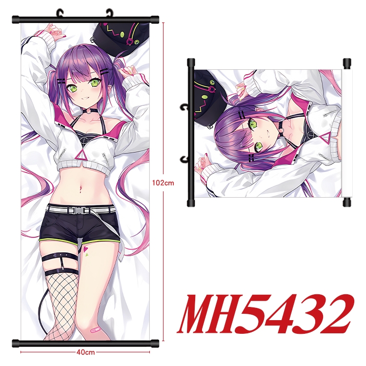 Hololive Anime black Plastic rod Cloth painting Wall Scroll 40X102CM 