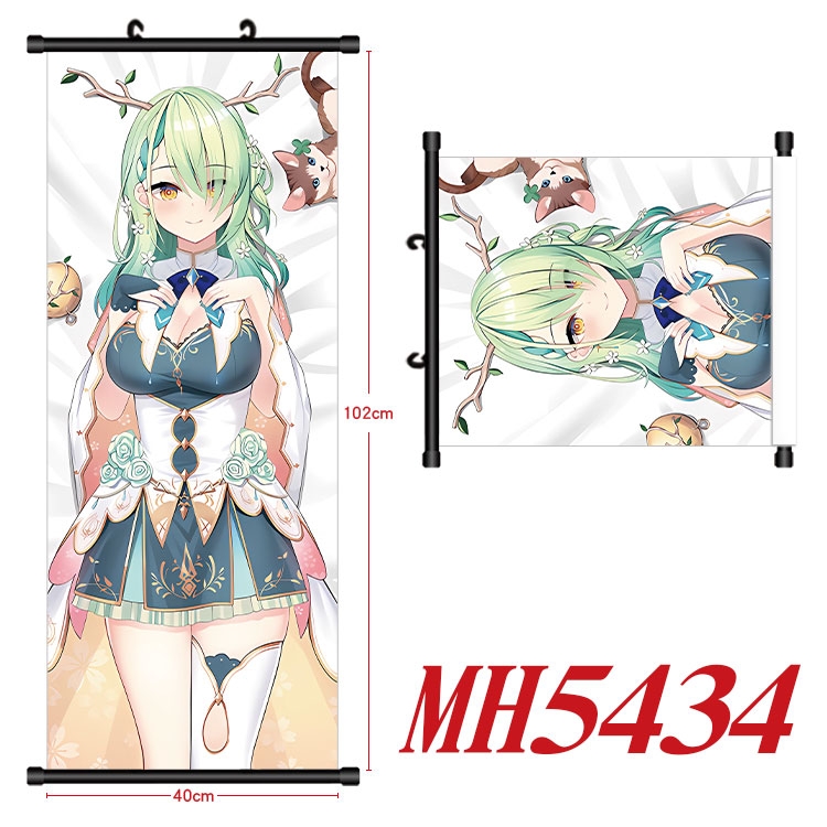 Hololive Anime black Plastic rod Cloth painting Wall Scroll 40X102CM 