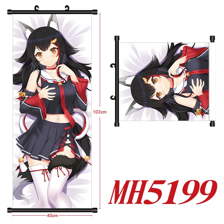 Hololive Anime black Plastic rod Cloth painting Wall Scroll 40X102CM