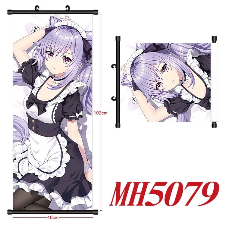 Genshin Impact  Anime black Plastic rod Cloth painting Wall Scroll 40X102CM