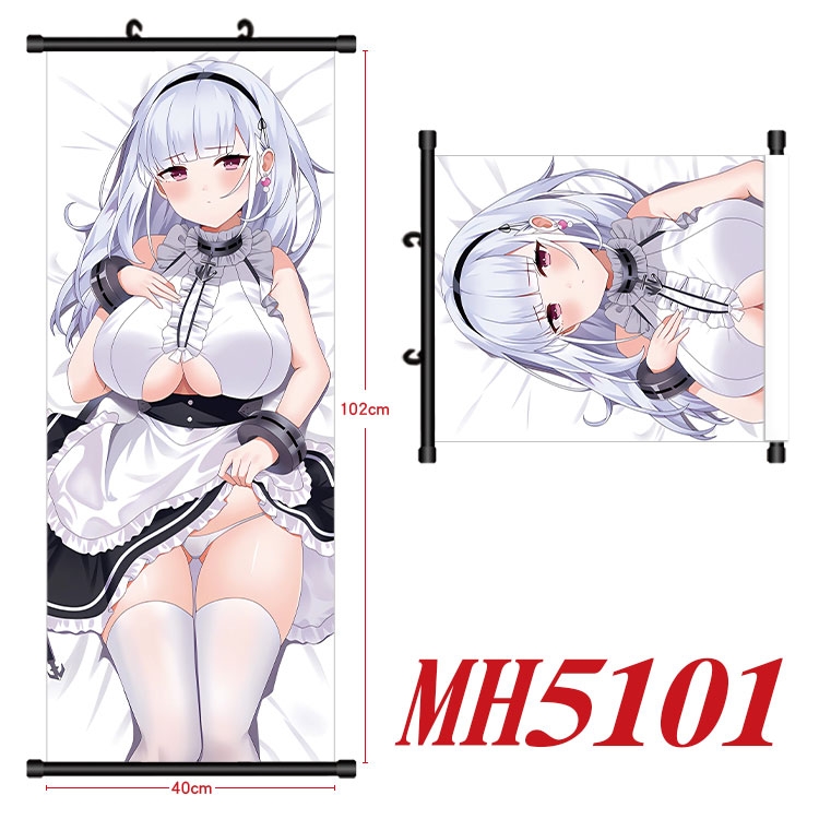 Azur Lane Anime black Plastic rod Cloth painting Wall Scroll 40X102CM