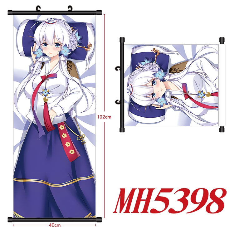 Azur Lane Anime black Plastic rod Cloth painting Wall Scroll 40X102CM