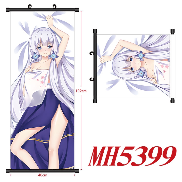 Azur Lane Anime black Plastic rod Cloth painting Wall Scroll 40X102CM