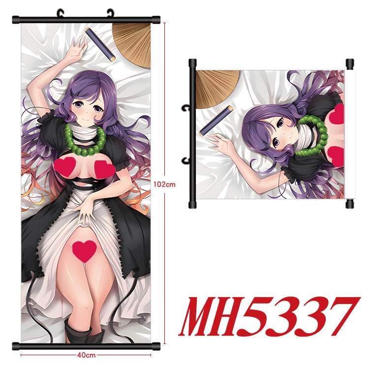  East Anime black Plastic rod Cloth painting Wall Scroll 40X102CM 