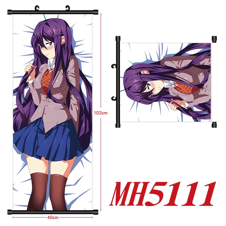 Doki Doki Literature Club! Anime black Plastic rod Cloth painting Wall Scroll 40X102CM