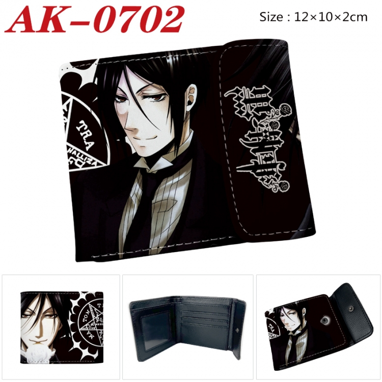 Kuroshitsuji Anime PU leather full color buckle 20% off wallet 12X10X2CM