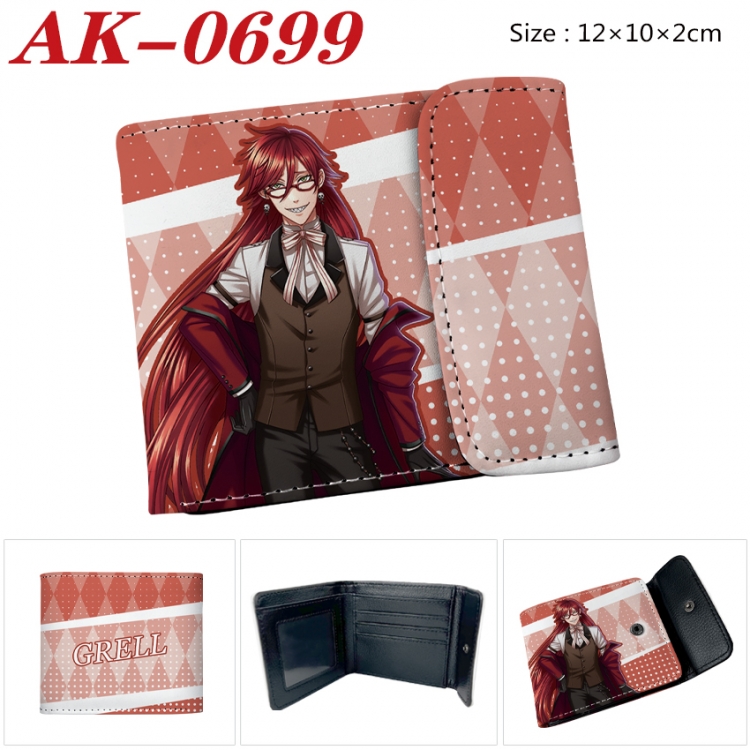 Kuroshitsuji Anime PU leather full color buckle 20% off wallet 12X10X2CM