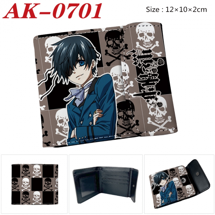 Kuroshitsuji Anime PU leather full color buckle 20% off wallet 12X10X2CM