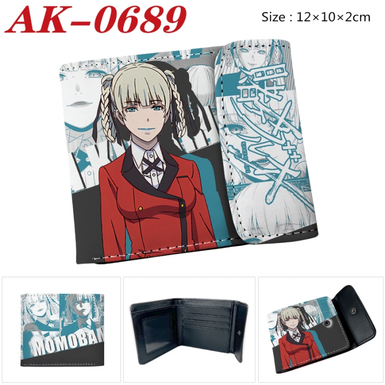 Kakegurui Anime PU leather full color buckle 20% off wallet 12X10X2CM