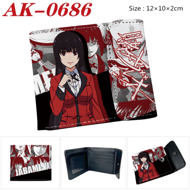 Kakegurui Anime PU leather full color buckle 20% off wallet 12X10X2CM