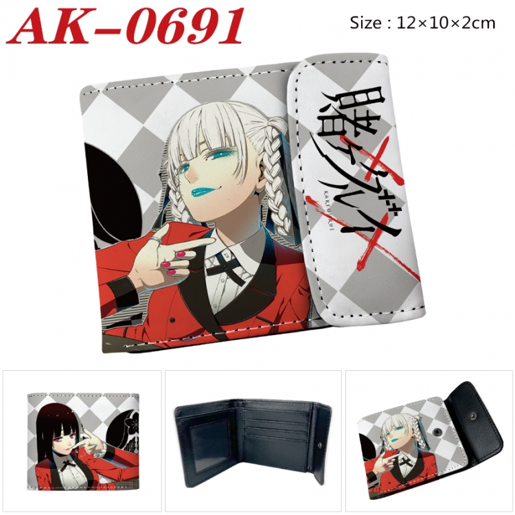 Kakegurui Anime PU leather full color buckle 20% off wallet 12X10X2CM