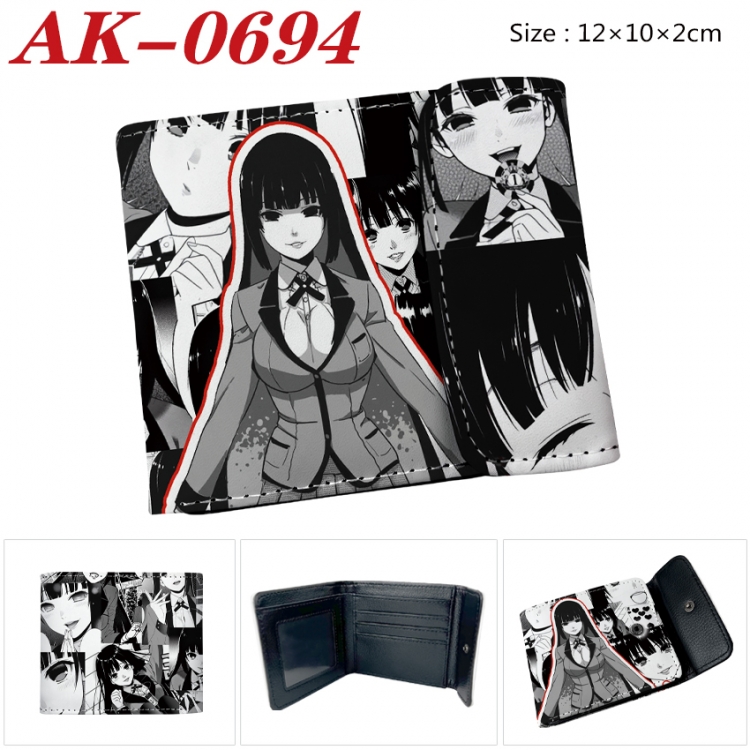 Kakegurui Anime PU leather full color buckle 20% off wallet 12X10X2CM