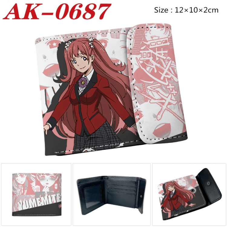 Kakegurui Anime PU leather full color buckle 20% off wallet 12X10X2CM